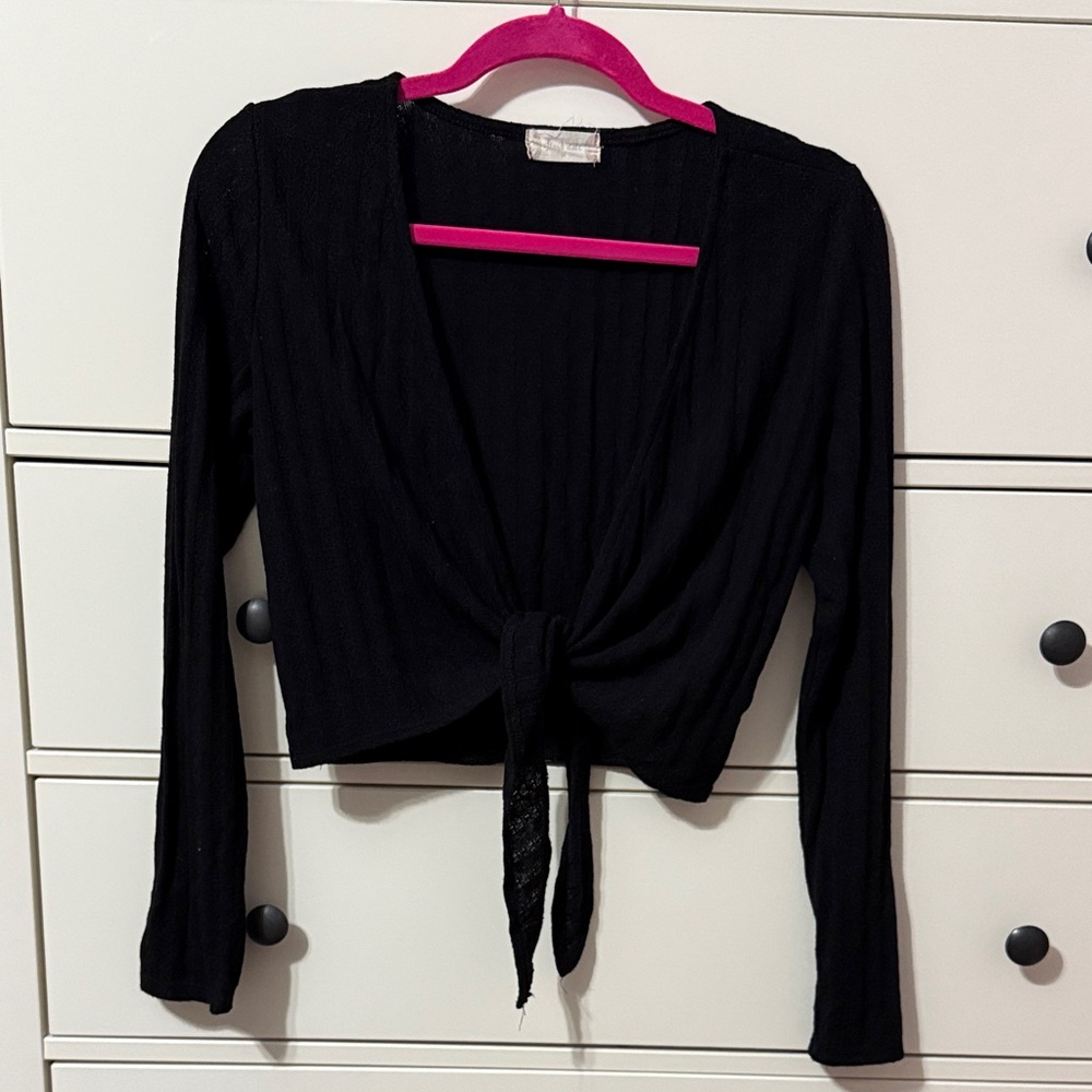Altar'd State Black Tie-Front Hoodie